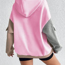 Moosta sudadera con capucha casual con bloque de color, bolsillo decorativo y mangas largas