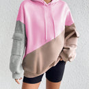 Moosta sudadera con capucha casual con bloque de color, bolsillo decorativo y mangas largas