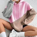 Moosta sudadera con capucha casual con bloque de color, bolsillo decorativo y mangas largas