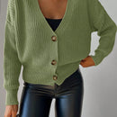 Cardigan casual de un solo botonadura de mangas largas y hombros caidos de unicolor para mujer, otono/invierno