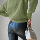 Cardigan casual de un solo botonadura de mangas largas y hombros caidos de unicolor para mujer, otono/invierno