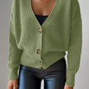 Cardigan casual de un solo botonadura de mangas largas y hombros caidos de unicolor para mujer, otono/invierno