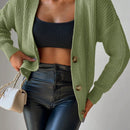 Cardigan casual de un solo botonadura de mangas largas y hombros caidos de unicolor para mujer, otono/invierno