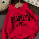 Attitoon sudadera holgada de capucha con estampado grafico de nueva york brooklyn, de ajuste suelto y gruesa, adecuada para otono/invierno, de estilo casual y sencillo para mujer