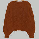 Moosta cardigan informal de manga de globo con nudo delantero de unicolor para otono/invierno