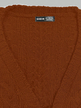 Moosta cardigan informal de manga de globo con nudo delantero de unicolor para otono/invierno
