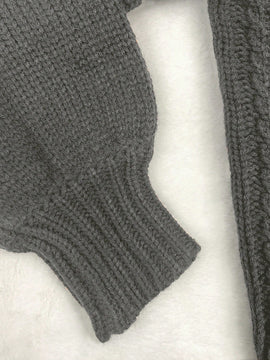Moosta cardigan informal de manga de globo con nudo delantero de unicolor para otono/invierno