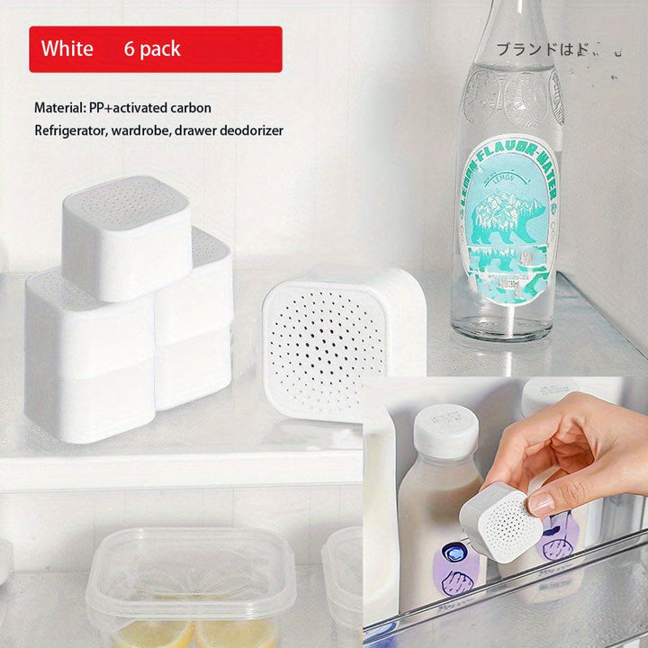 Pack de 1, 6 o 12 piezas de caja desodorizante para refrigerador con carbón activado, purificación y frescura, ideal para hogar, gabinetes, refrigeradores, armarios, cajones, etc., con materiales internos reemplazables