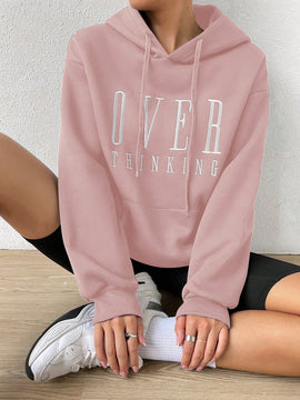 Moosta sudadera con capucha y cordon mujer, estampado "overrensando", otono