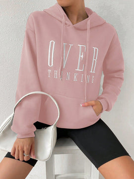 Moosta sudadera con capucha y cordon mujer, estampado "overrensando", otono