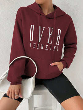 Moosta sudadera con capucha y cordon mujer, estampado "overrensando", otono