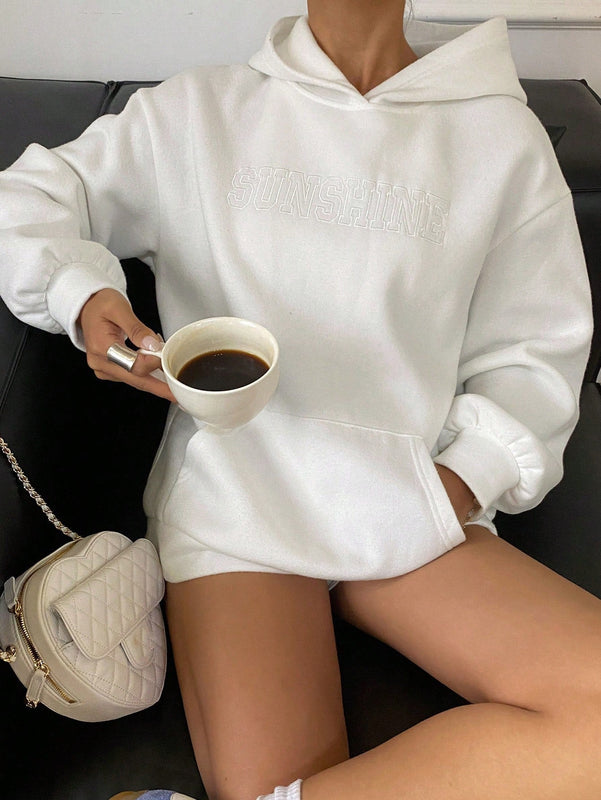 Dazy nueva llegada sudadera con capucha de corte holgado y casual para mujer, otono