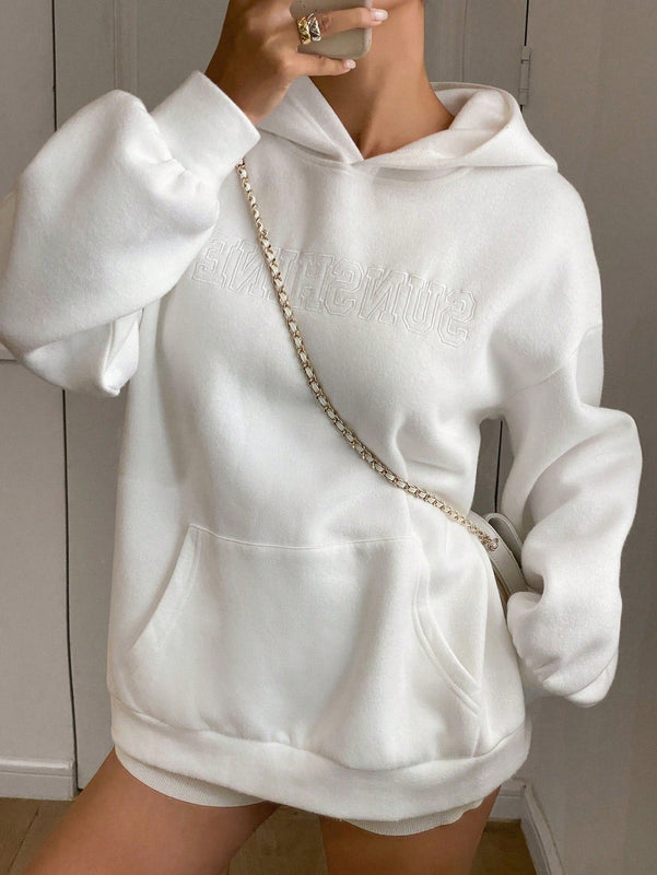 Dazy nueva llegada sudadera con capucha de corte holgado y casual para mujer, otono