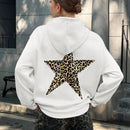 Ezwear sudadera con capucha de felpa con estampado de leopardo y estrella, otono/invierno