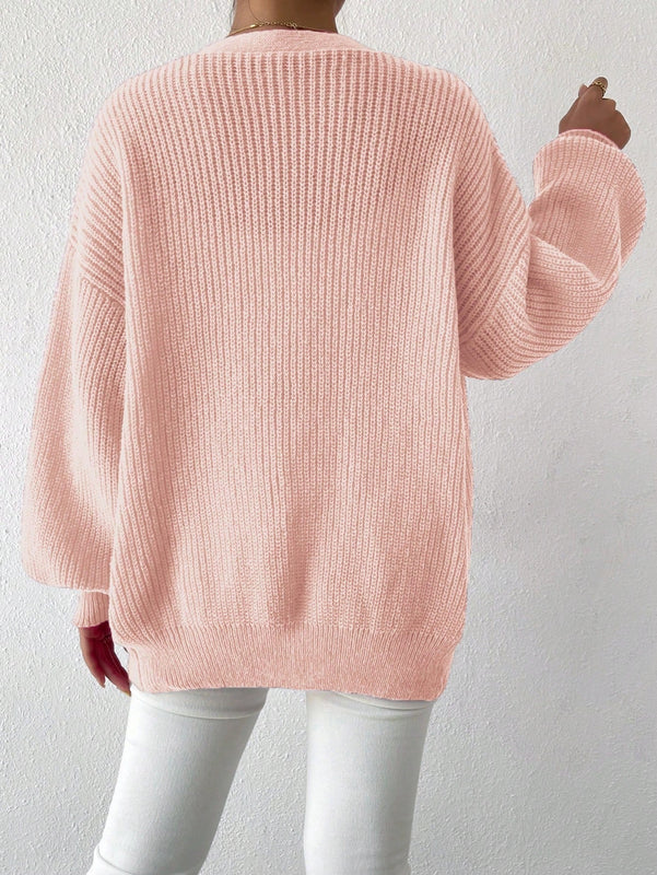 Essnce 1 pieza cardigan de punto casual a todo combinar con botones delanteros de un solo color, apto para otono e invierno