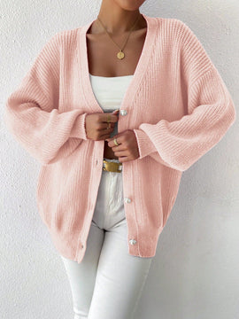 Essnce 1 pieza cardigan de punto casual a todo combinar con botones delanteros de un solo color, apto para otono e invierno