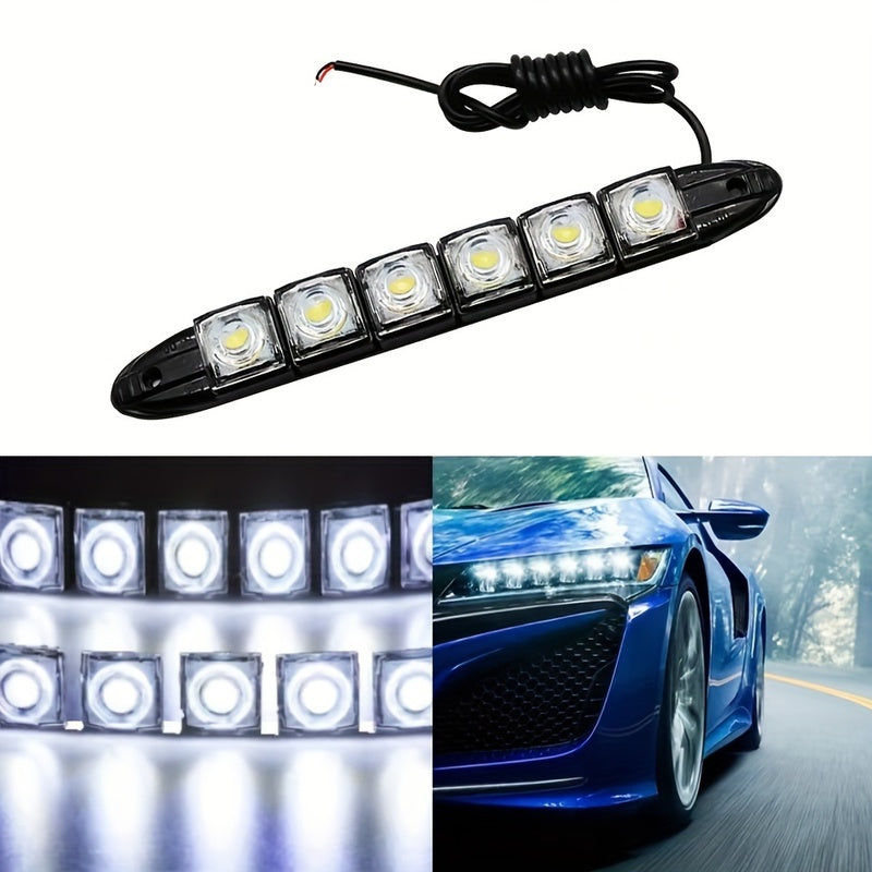 2pcs Luces LED para Coche - Flexibles 6SMD Blanco y Azul Hielo, Conectadas Directamente para Vehículos, DC 12V