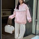 Dazy sudadera con capucha de manga larga con bloques de color y bolsillos para mujer, uso casual diario
