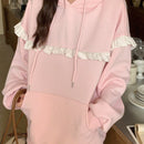 Dazy sudadera con capucha de manga larga con bloques de color y bolsillos para mujer, uso casual diario