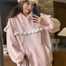 Dazy sudadera con capucha de manga larga con bloques de color y bolsillos para mujer, uso casual diario