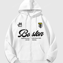 Sudadera con capucha con cierre y estampado de cruz y letras en ingles, forrada de forro polar, para mujeres, para otono/invierno
