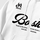 Sudadera con capucha con cierre y estampado de cruz y letras en ingles, forrada de forro polar, para mujeres, para otono/invierno