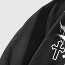 Sudadera con capucha con cierre y estampado de cruz y letras en ingles, forrada de forro polar, para mujeres, para otono/invierno