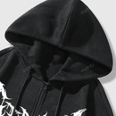 Sudadera con capucha con cierre y estampado de cruz y letras en ingles, forrada de forro polar, para mujeres, para otono/invierno