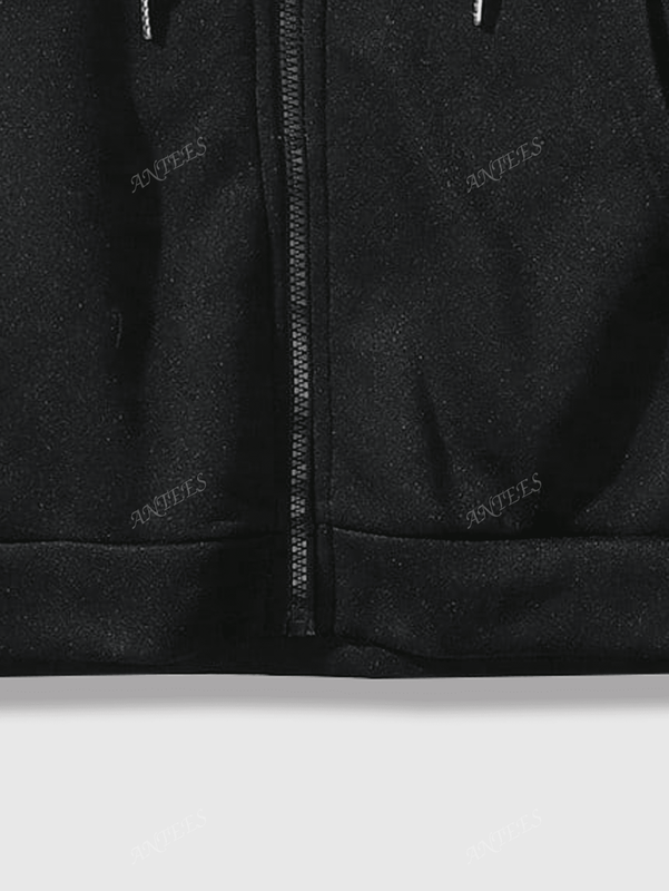 Sudadera con capucha con cierre y estampado de cruz y letras en ingles, forrada de forro polar, para mujeres, para otono/invierno