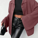 Cardigan de manga larga con botones y cuello para mujer, de estilo minimalista
