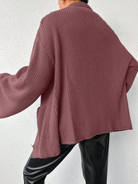 Cardigan de manga larga con botones y cuello para mujer, de estilo minimalista