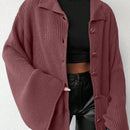 Cardigan de manga larga con botones y cuello para mujer, de estilo minimalista