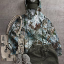 Attitoon sudadera con capucha estampada con camuflaje de ramas de arbol vintage, adecuada para otono/invierno