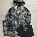 Attitoon sudadera con capucha estampada con camuflaje de ramas de arbol vintage, adecuada para otono/invierno