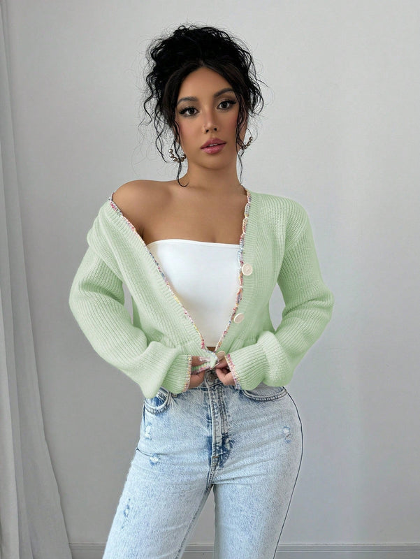 Raffinea blusa casual de manga larga con botones de unicolor, para uso diario