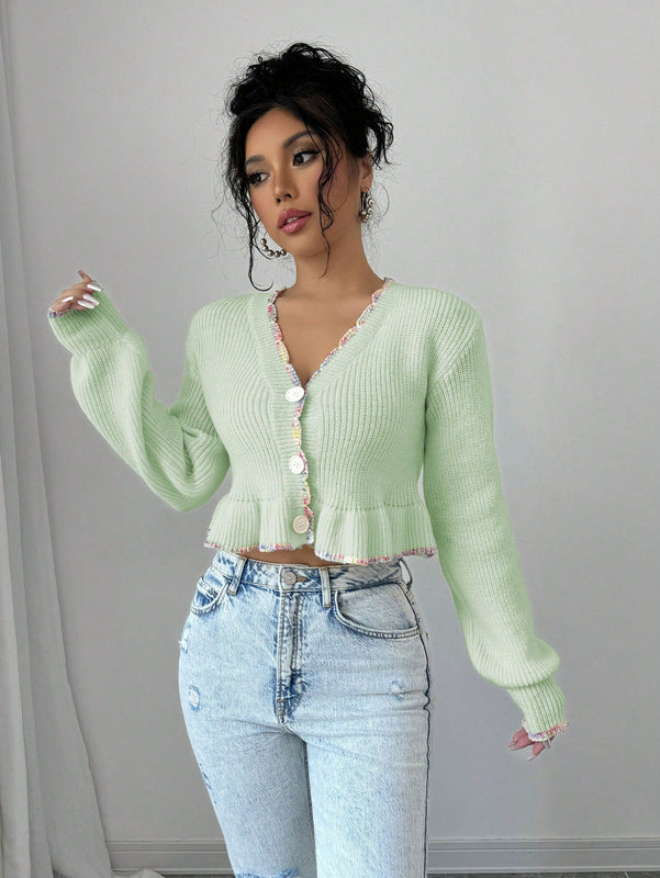 Raffinea blusa casual de manga larga con botones de unicolor, para uso diario