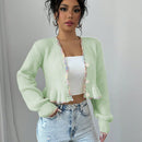 Raffinea blusa casual de manga larga con botones de unicolor, para uso diario