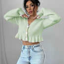 Raffinea blusa casual de manga larga con botones de unicolor, para uso diario