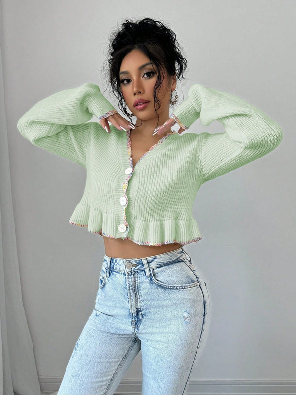 Raffinea blusa casual de manga larga con botones de unicolor, para uso diario