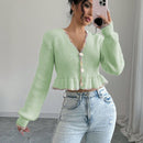 Raffinea blusa casual de manga larga con botones de unicolor, para uso diario