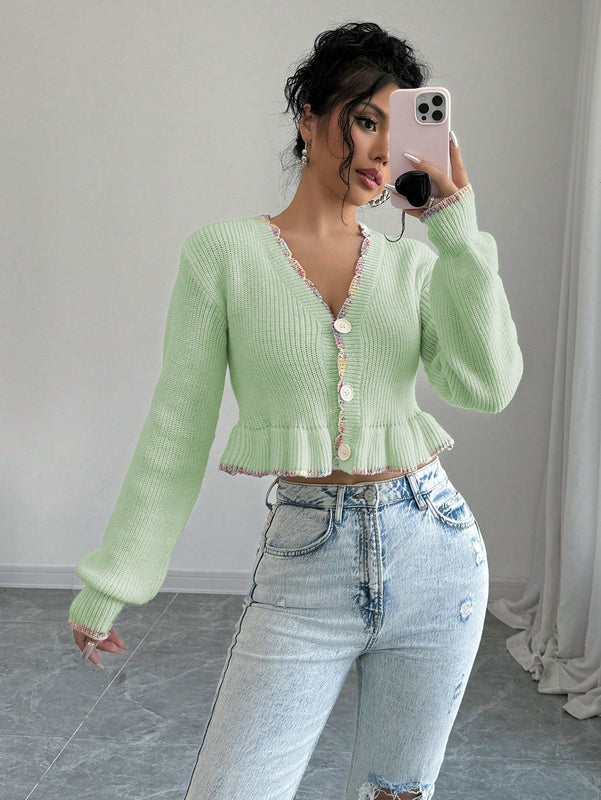 Raffinea blusa casual de manga larga con botones de unicolor, para uso diario