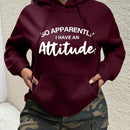 Ezwear sudadera con capucha minimalista con estampado de carta de bolsillo para mujer, uso casual diario