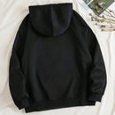 Ezwear sudadera con capucha minimalista con estampado de carta de bolsillo para mujer, uso casual diario