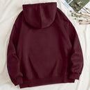 Ezwear sudadera con capucha minimalista con estampado de carta de bolsillo para mujer, uso casual diario