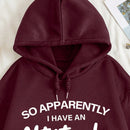 Ezwear sudadera con capucha minimalista con estampado de carta de bolsillo para mujer, uso casual diario