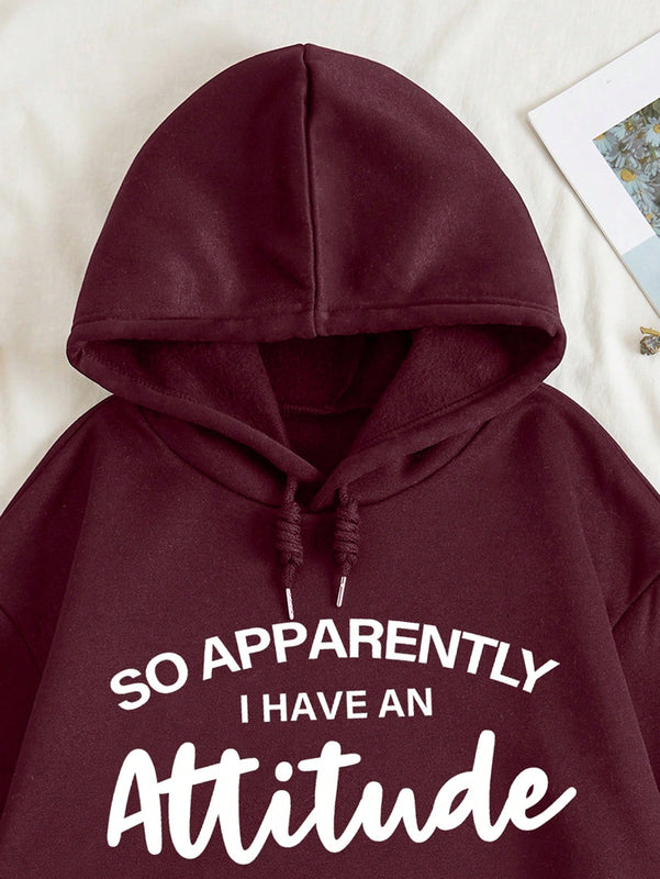 Ezwear sudadera con capucha minimalista con estampado de carta de bolsillo para mujer, uso casual diario