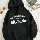 Ezwear sudadera con capucha minimalista con estampado de carta de bolsillo para mujer, uso casual diario