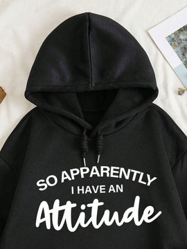 Ezwear sudadera con capucha minimalista con estampado de carta de bolsillo para mujer, uso casual diario