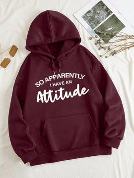 Ezwear sudadera con capucha minimalista con estampado de carta de bolsillo para mujer, uso casual diario