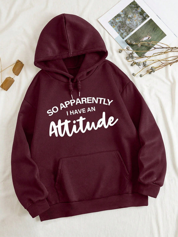 Ezwear sudadera con capucha minimalista con estampado de carta de bolsillo para mujer, uso casual diario
